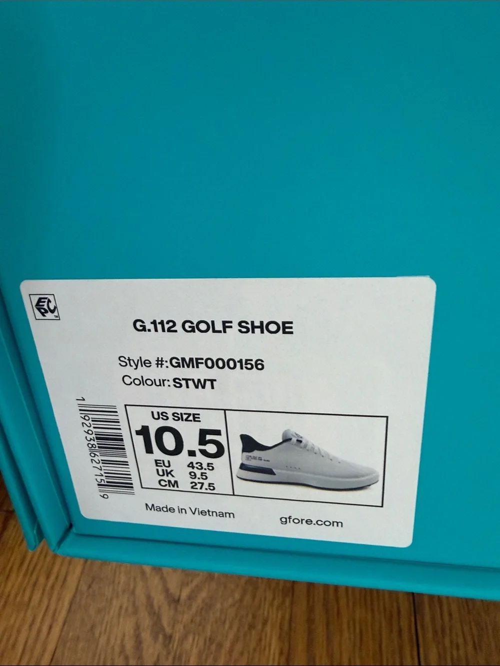 G/FORE Golf Shoe White Low-Top Sneakers with Black Interior, size 10.5, NEW